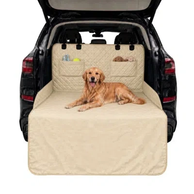 Petmaker Suv Cargo Liner For Dogs - Non-slip Water Resistant Pet Cargo Cover With Bumper Flap Protector And S In Beige