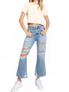 Petra153 Distressed High Rise Vintage Cropped Jean In Blue In Blue