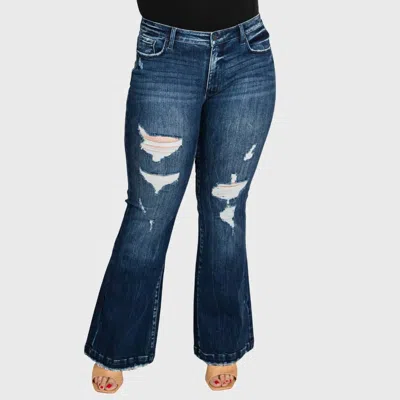 Petra153 Hole-y Flare Jeans - Plus In Medium Wash