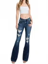 Petra153 Mid-rise Stretch Flare Jeans In Petite In Multi