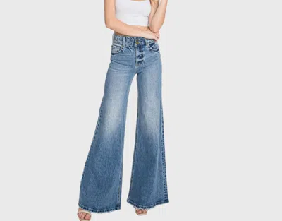 Petra153 Women's Vintage High Waisted Stretch Wide Leg Jeans In Blue