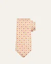Petronius 1926 Men's Diamond-print Linen Tie In Orange