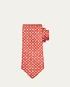 Petronius 1926 Men's Diamond-print Linen Tie In Orange
