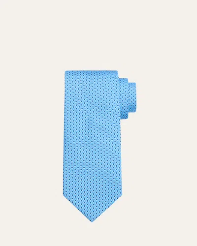 Petronius 1926 Men's Micro-diamond Silk Tie In Blue