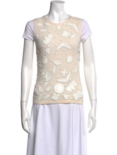 Pre-owned Petrou Floral Print Crew Neck Sweater In Neutral