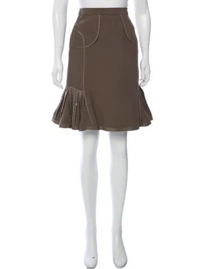 Pre-owned Petrou Pleated-accented Knee-length Skirt In Neutral