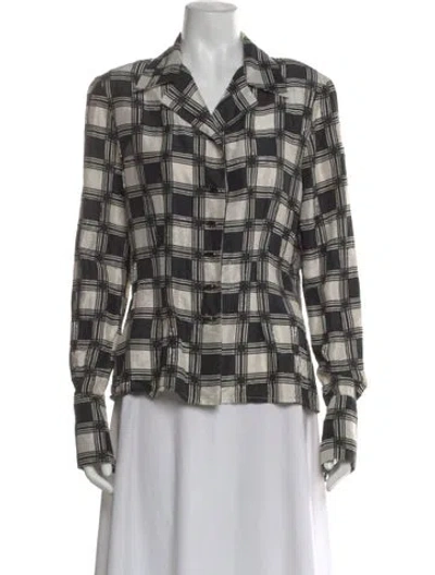 Pre-owned Petrovitch & Robinson Silk Plaid Print Blouse In Multi