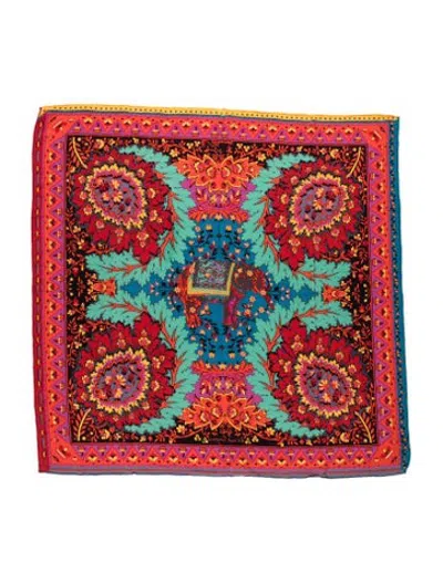 Pre-owned Petrusse Silk Floral Print Scarf In Red