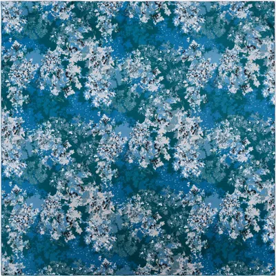 Petrusse Women's Blue Silk Square Scarf - Brume Emerald