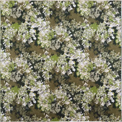 Petrusse Women's Green Silk Square Scarf - Brume Kaki