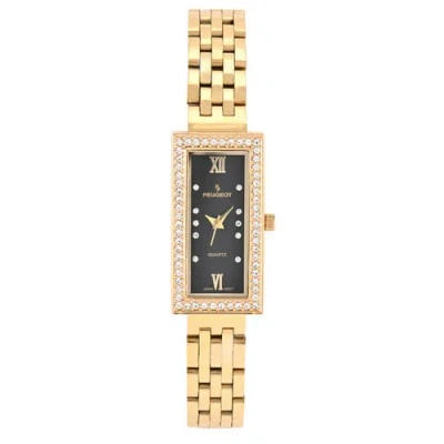Peugeot 14k Gold-plated Rectangular Stainless Steel Bracelet Watch- 35x20mm In Multi