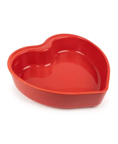Peugeot Appolia Ceramic 10.25" Heart Baking Dish In Red