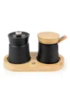 Peugeot Bali Cast Iron 3" Pepper Grinder With Salt Cellar Set In Black