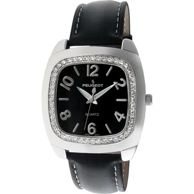 Peugeot Boyfriend Crystal Bezel Leather Watch- 40mm In Purple