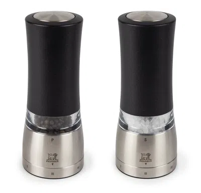 Peugeot Daman Electric Salt And Pepper Mill 2 Piece Set, Iridescent Black, 7-inch