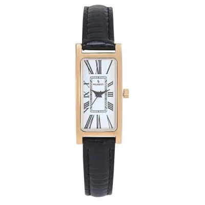 Peugeot Everyday Rectangular Glossy Leather Watch- 35x18mm In Pattern