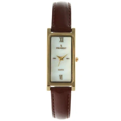 Peugeot Everyday Rectangular Glossy Leather Watch- 35x18mm In Multi