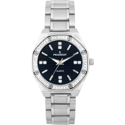 Peugeot Hexagonal Crystal Bezel Bracelet Watch- 32mm In Silver