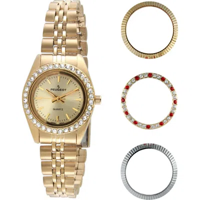 Peugeot Interchangeable Bezel Watch Gift Set- 25mm In Metallic