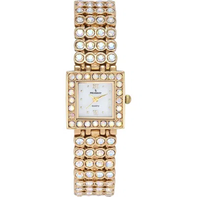 Peugeot Jeweled Swarovski Strands Bracelet Watch- 22mm In Gold