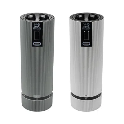 Peugeot Line Electric Duo, U'select, Carbon Pepper Mill And Aluminum Zirlion Salt Mill, 6 In Black