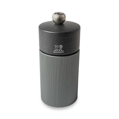 Peugeot Line Pepper Mill, Natural Aluminum 5 In Dark Beechwood With Dark Aluminum