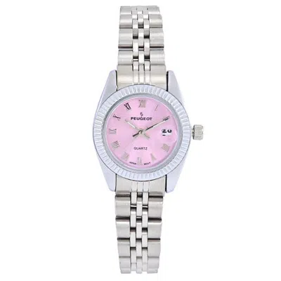 Peugeot Luxury Small Face Fluted Bezel Bracelet Watch- 25mm In Blush Pink