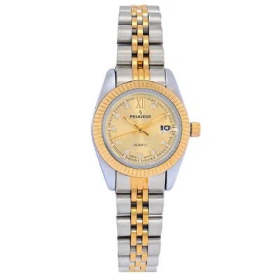Peugeot Luxury Small Face Fluted Bezel Bracelet Watch- 25mm In Gold