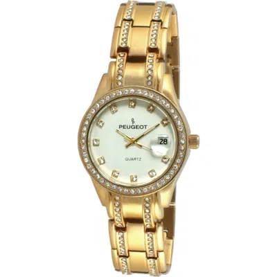 Peugeot Luxury Swarovski Crystal Bracelet Watch- 30mm In Gold