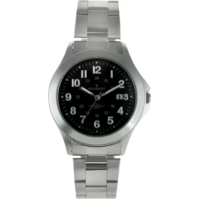 Peugeot Military Round Dial Calendar Bracelet Watch In Pink