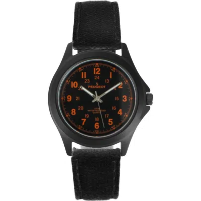 Peugeot Millitary Dial Pvd Plated Canvas Strap Watch- 40mm In Red