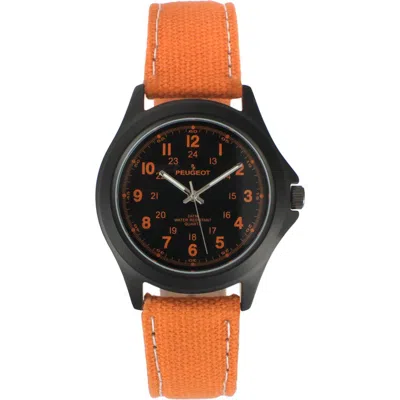 Peugeot Millitary Dial Pvd Plated Canvas Strap Watch- 40mm In Purple