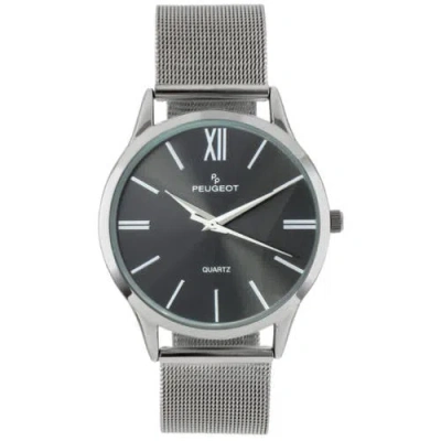 Peugeot Minimalist Clean Dial Steel Mesh Bracelet Watch In Gray