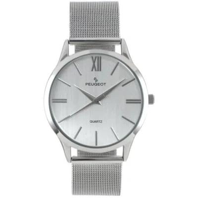 Peugeot Minimalist Clean Dial Steel Mesh Bracelet Watch In Silver