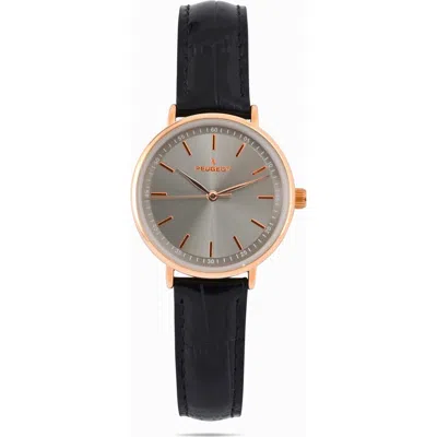 Peugeot Minimalist Round Leather Watch- 30mm In Green