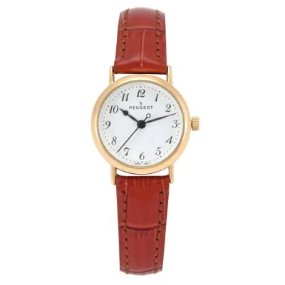 Peugeot Minimalist Small Face Easy Read Leather Watch- 27mm In Transparent