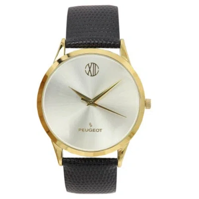 Peugeot Minimalist Wafer Slim Round Watch- 40mm In Black