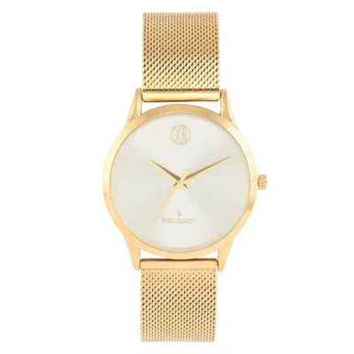 Peugeot Minimalist Wafer Slim Round Watch- 40mm In Gold