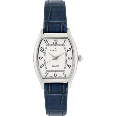 Peugeot Modern Cushion Leather Watch- 26x32mm In Blue