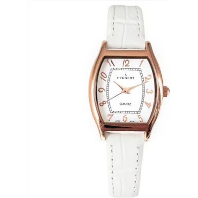 Peugeot Modern Cushion Leather Watch- 26x32mm In White