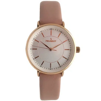 Peugeot Modern Round Calfskin Leather Watch- 30mm In Pink