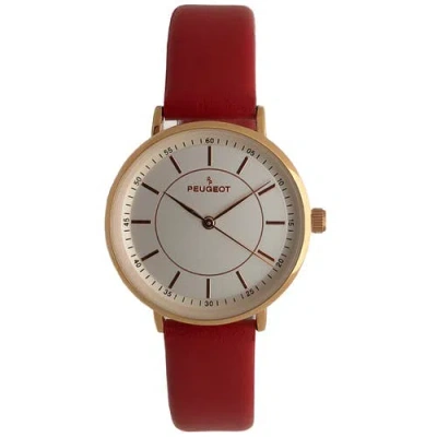 Peugeot Modern Round Calfskin Leather Watch- 30mm In Red