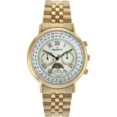 Peugeot Multi Function Moon Phase Perpetual Calendar Stainless Steel Watch- 40mm In Gold