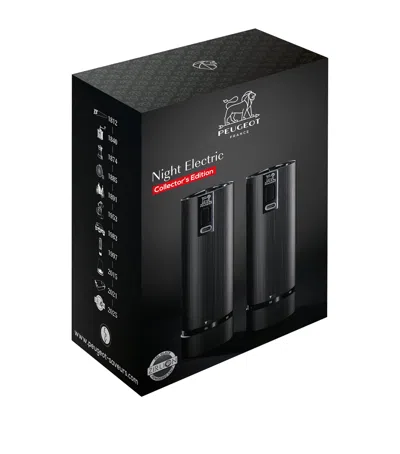 Peugeot Night Electric Salt And Pepper Mill Set In Black