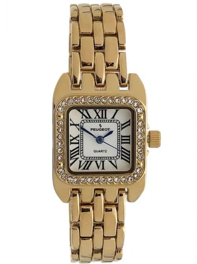 Peugeot Panther Small Crystal Square Tank Bracelet Watch- 24mm In Gold