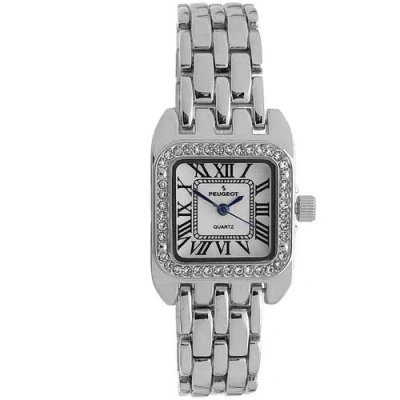 Peugeot Panther Small Crystal Square Tank Bracelet Watch- 24mm In Silver
