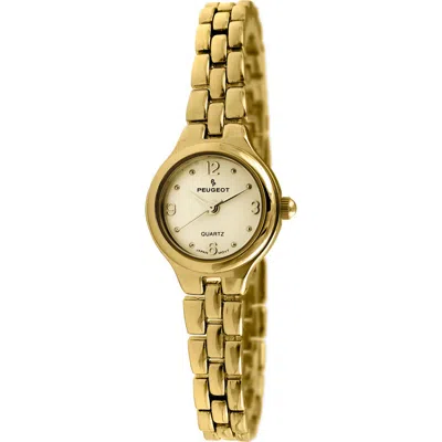 Peugeot Petite Round Self Adjustable Link Bracelet Watch- 22mm In Gold