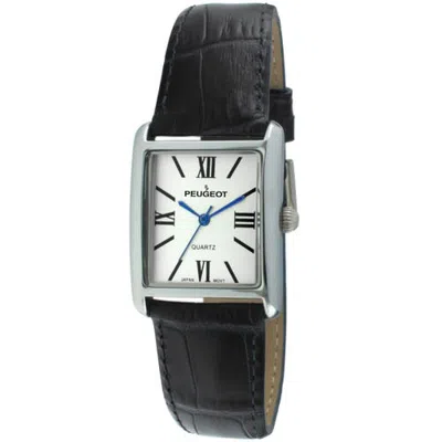 Peugeot Roma Tank Leather Strap Watch- 26x32mm In Black