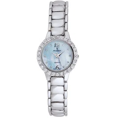Peugeot Round Crystal Bezel Light Blue Dial Bracelet Watch