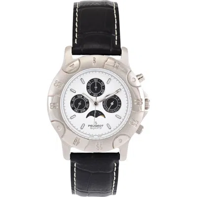 Peugeot Round Multi-function Moon Phase Leather Watch In Pink